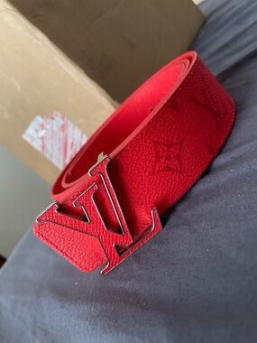 Louis Vuitton Reversible Momogram Red Designer Belt Size 90/36